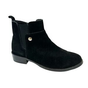 K&M Chelse Black Suede Boot Leather Suede Upper Heeled Bootie Whimsy size 8